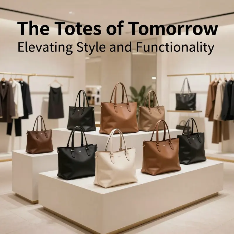 A chic retail display featuring various fashionable tote bags, highlighting contemporary trends.