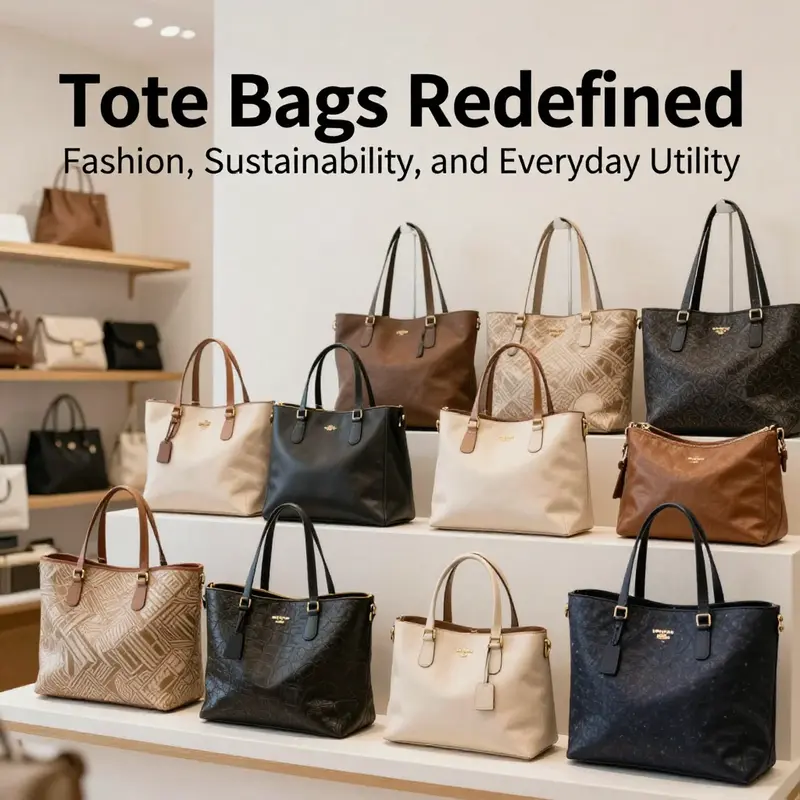 A visual narrative of tote bags moving from everyday utility to fashion statements.