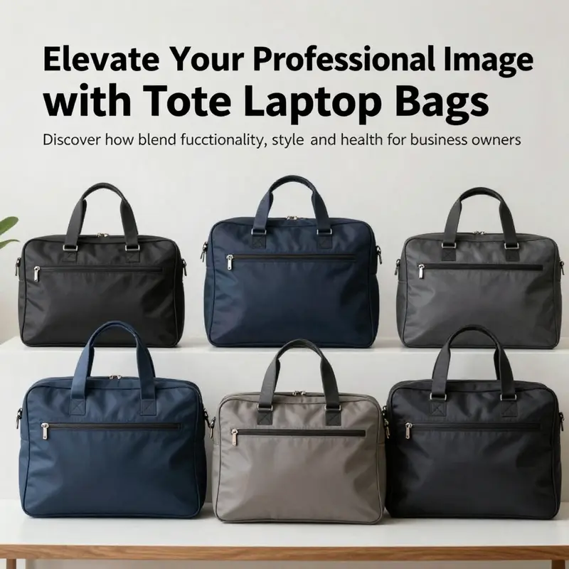A collection of tote laptop bags highlighted in a professional environment, representing their use and appeal.