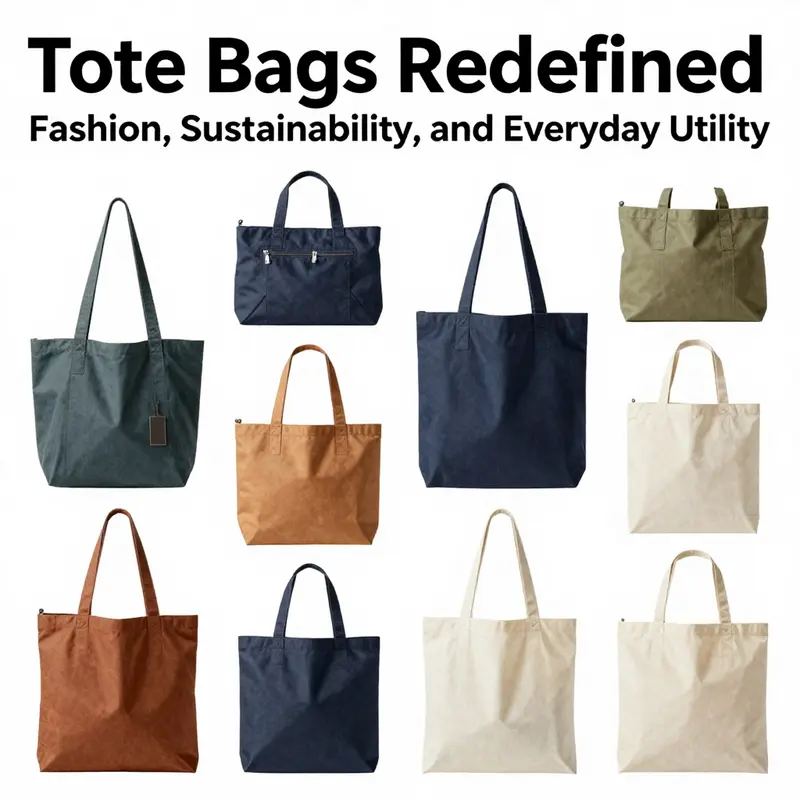 Collage of tote bags highlighting the latest trends in fashion and function.