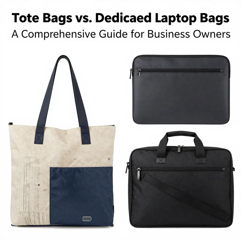 Comparison of a tote bag with a laptop sleeve alongside a dedicated laptop bag showcasing their unique designs.