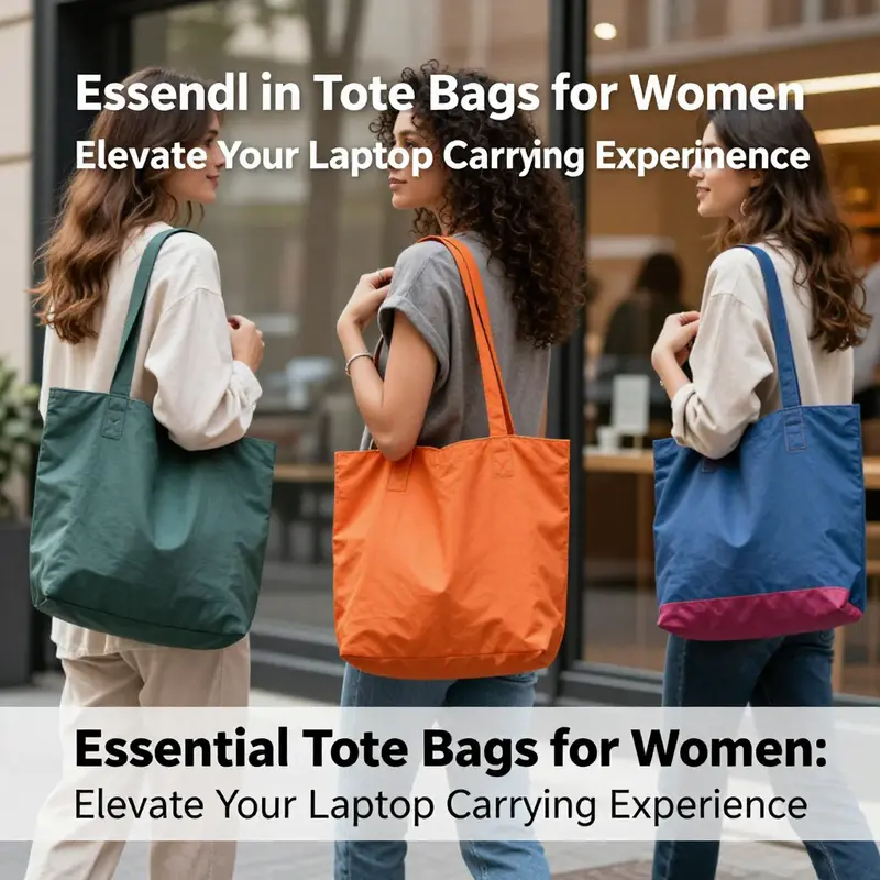 A professional woman showcasing the importance of tote bags with laptop compartments in a business setting.