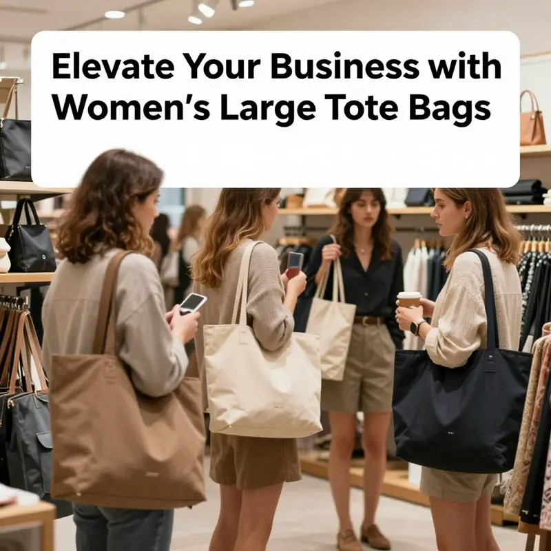 A stylish woman demonstrating the versatility of large tote bags in various settings.