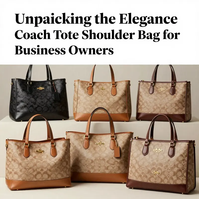 The elegant design features of a Coach tote shoulder bag, emphasizing functionality and style.