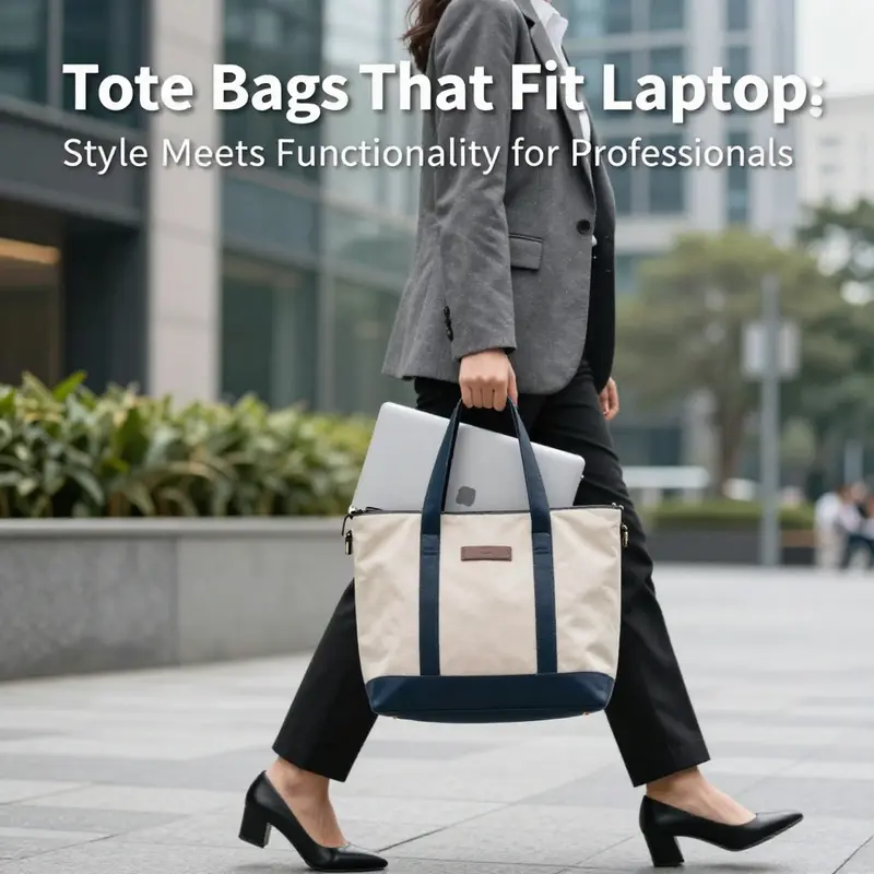 A modern professional showcases a stylish tote bag that’s perfect for carrying her laptop.