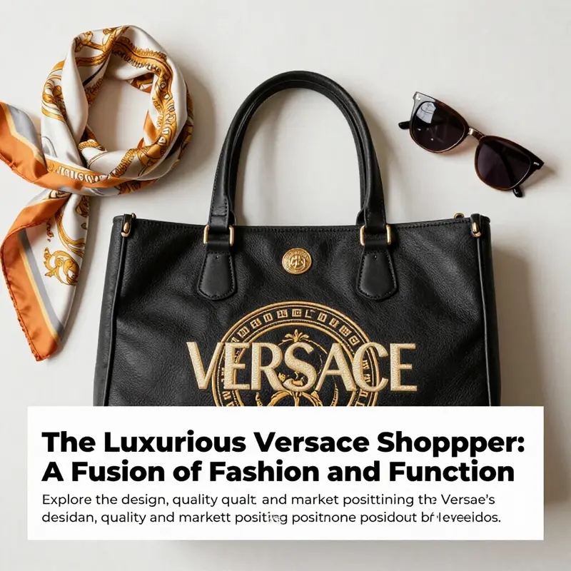 Flat lay image showcasing the Versace Shopper alongside luxury accessories.