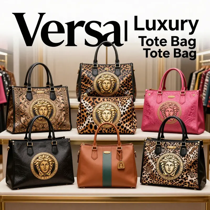 A stunning array of iconic Versace collection tote bags showcasing distinct designs.