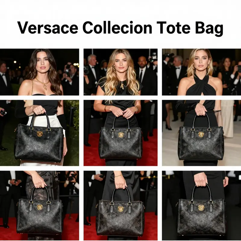 A stunning array of iconic Versace collection tote bags showcasing distinct designs.
