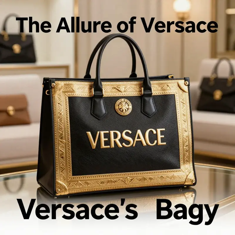 A luxurious Versace shopping bag situated in a refined environment, symbolizing high fashion and elegance.