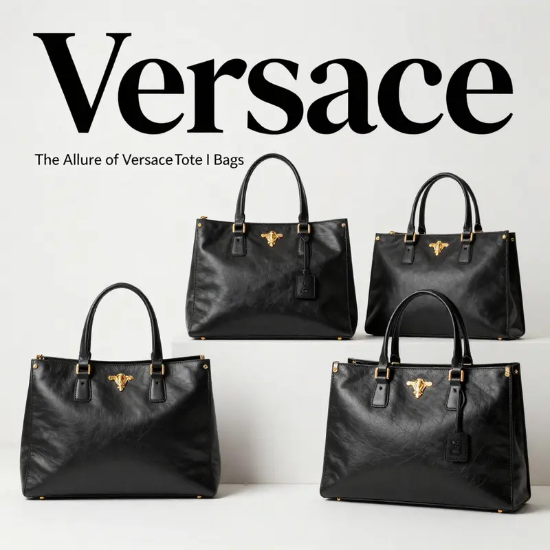 Versace totes exemplifying luxury design and style.