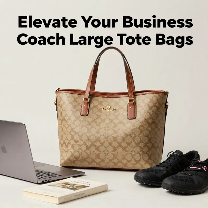 Highlighting the multifunctional nature of Coach large tote bags in various lifestyle contexts.