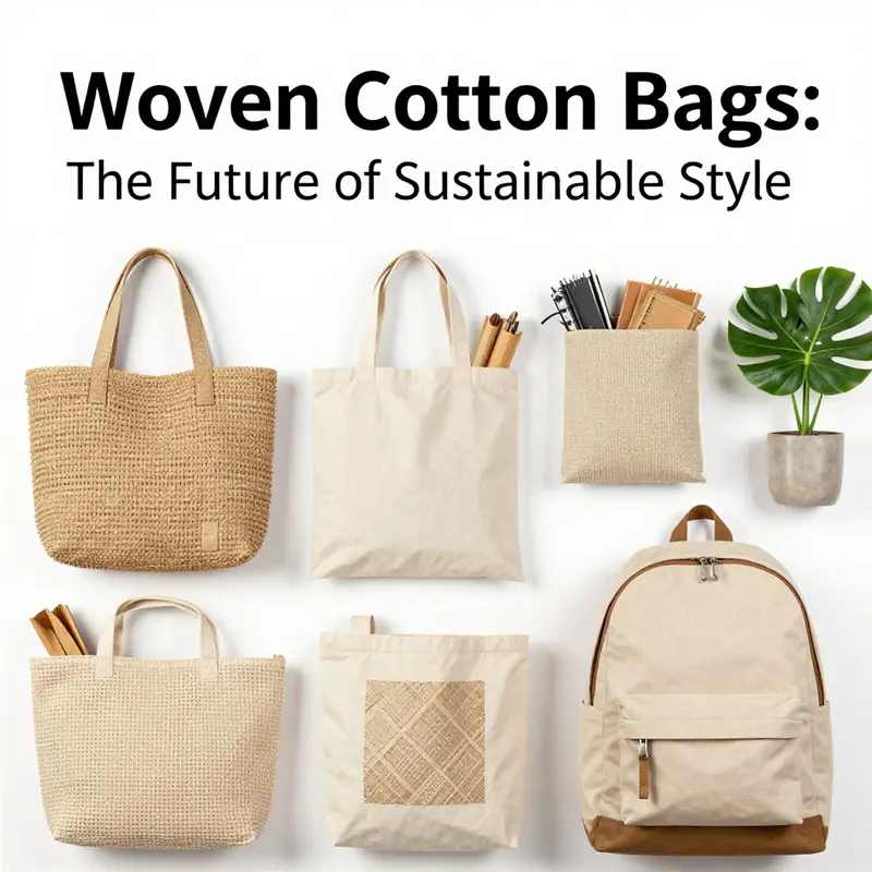 Showcasing the versatility of woven cotton bags for shopping and daily use.