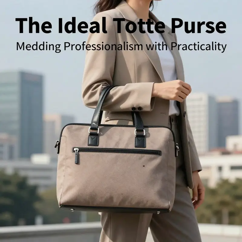 A stylish laptop tote purse complements professional attire and reflects versatility.