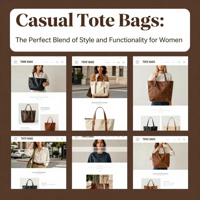 An assortment of casual tote bags showcasing various materials and designs.