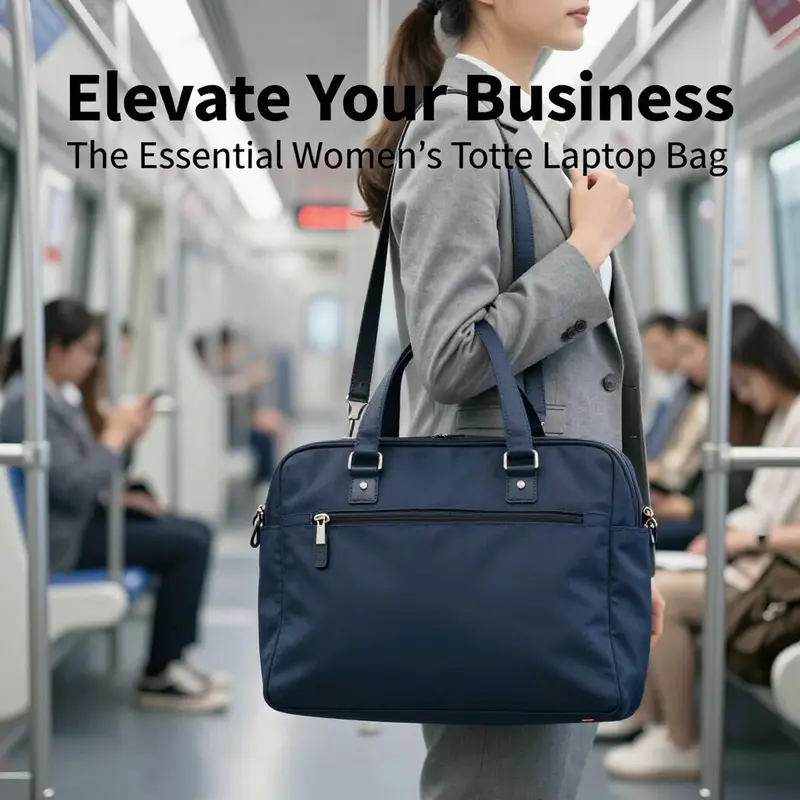 A striking women’s tote laptop bag designed for both protection and style, featuring dedicated compartments for laptops and personal items.
