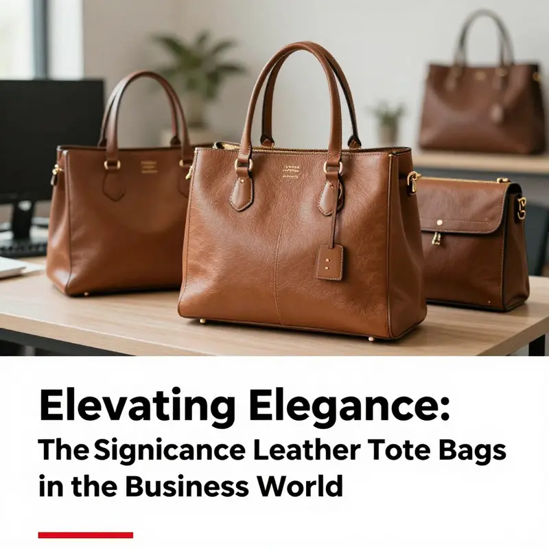 A sophisticated workspace displaying elegant leather tote bags, emphasizing the professional and stylish nature of modern business.