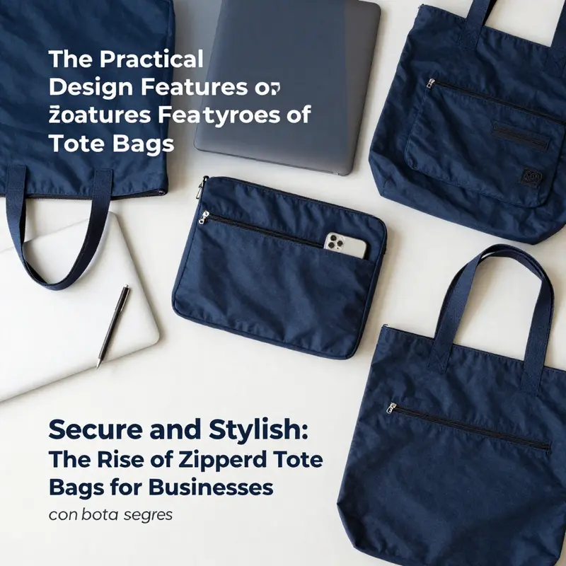 Zippered tote bags designed for enhanced security, showcasing multiple compartments and a secure zipper.