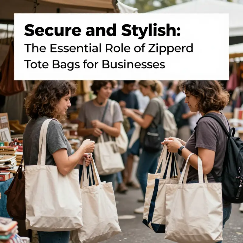 A stylish zippered tote bag demonstrating enhanced security features in an urban environment.