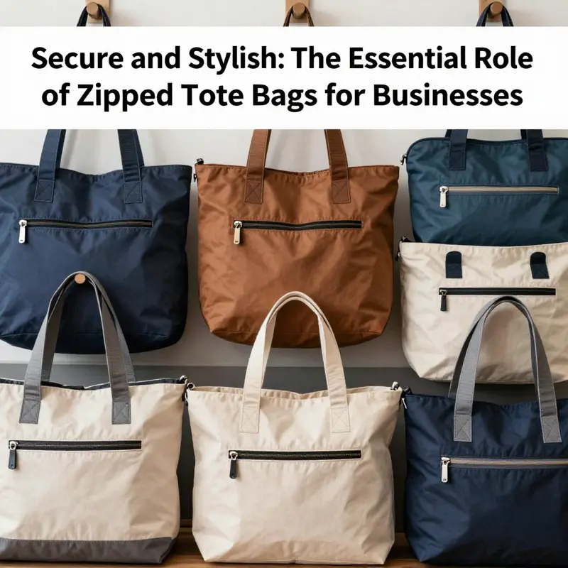A stylish zippered tote bag demonstrating enhanced security features in an urban environment.