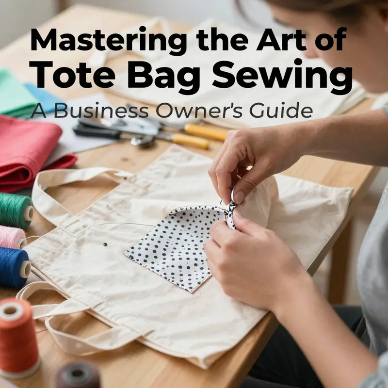 A craftsperson sewing a tote bag with lining, illustrating dedication to quality craftsmanship.