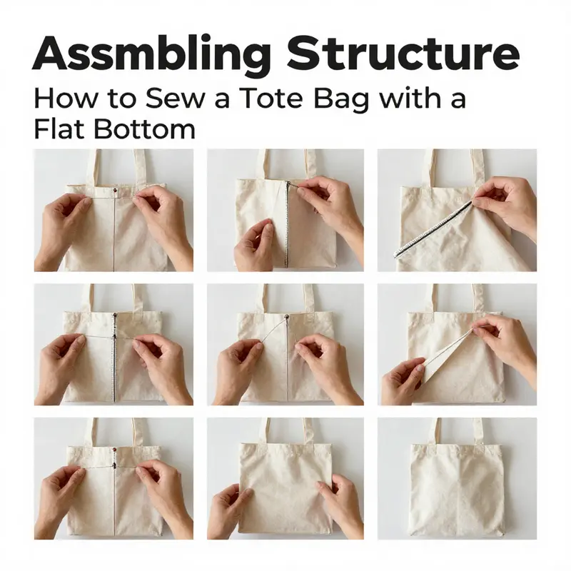 Essential materials for sewing a tote bag with a flat bottom.