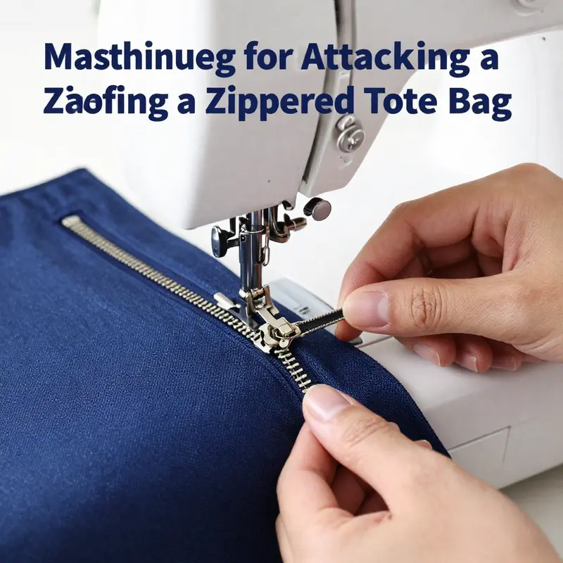 All essential materials displayed for creating a zippered tote bag, showcasing fabric types and tools.