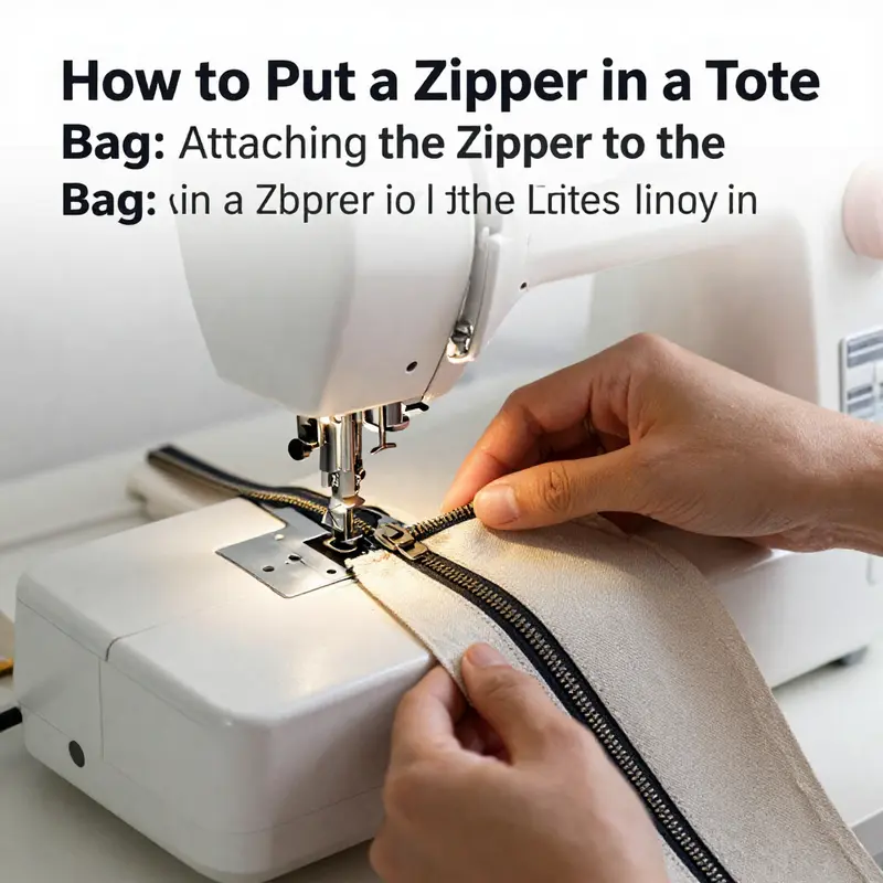 Essential materials for installing a zipper in a tote bag.