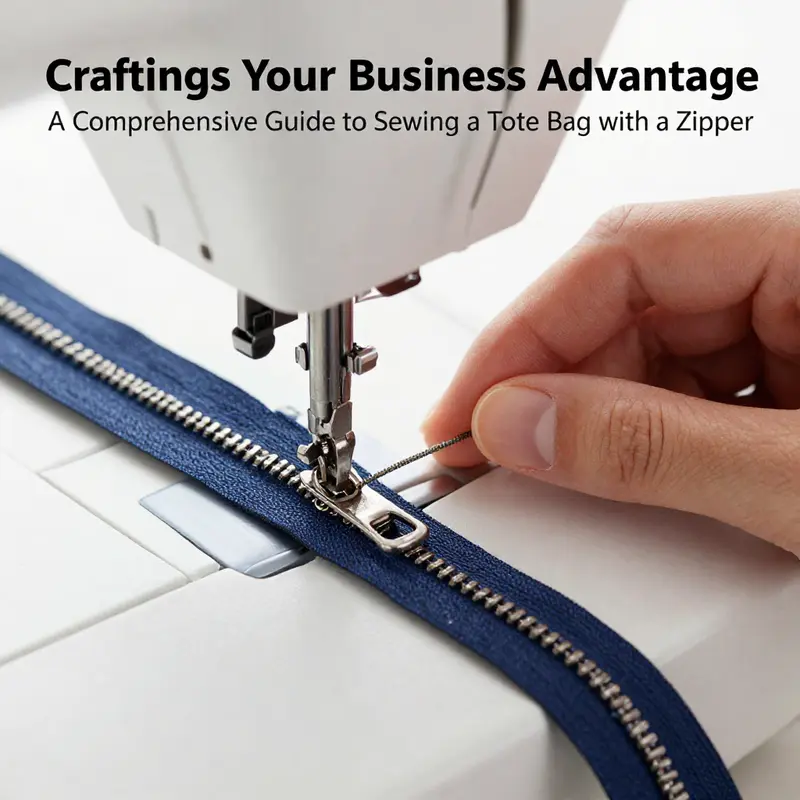 Essential materials and tools for sewing a tote bag with zipper.