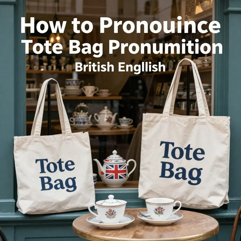 A glimpse into British culture featuring tote bags in a quaint tea shop.