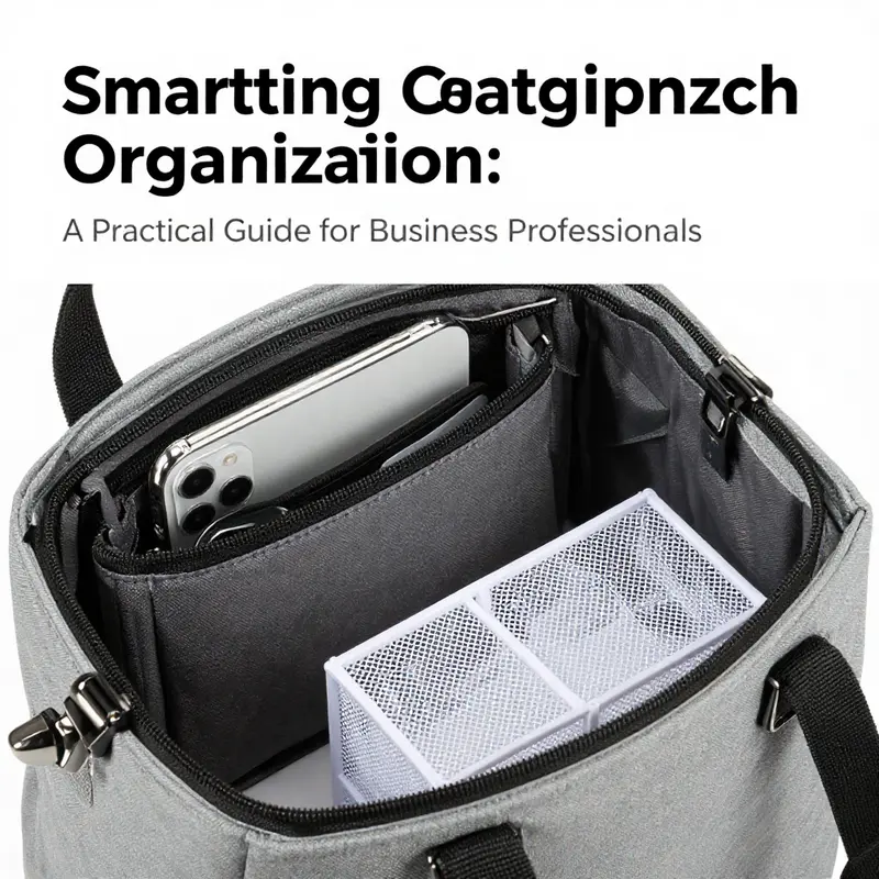 Defined zones within a tote bag enable organized storage by category.