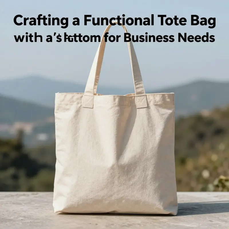 A finished tote bag displaying a flat bottom in a natural setting, showcasing its practical design.