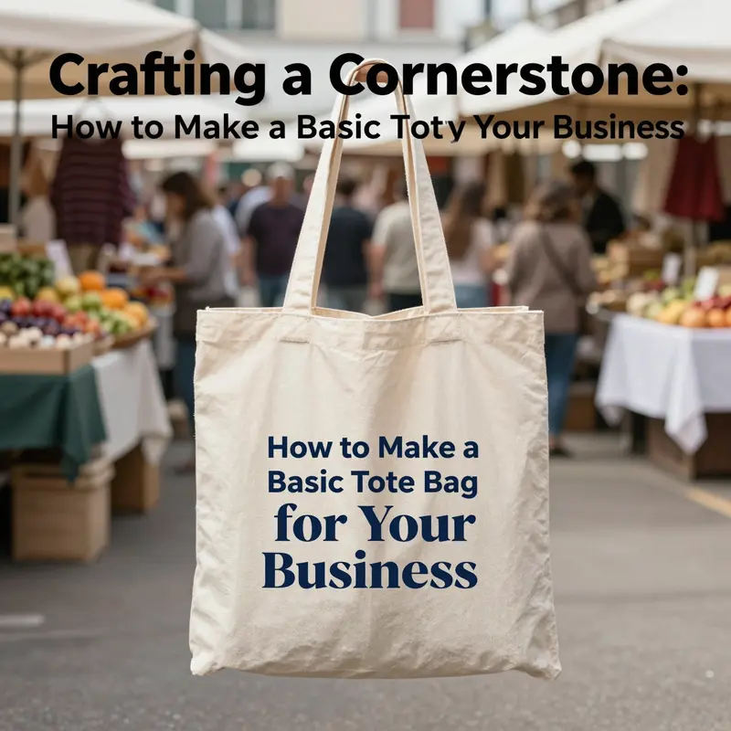 A crafted tote bag displayed in a vibrant marketplace.