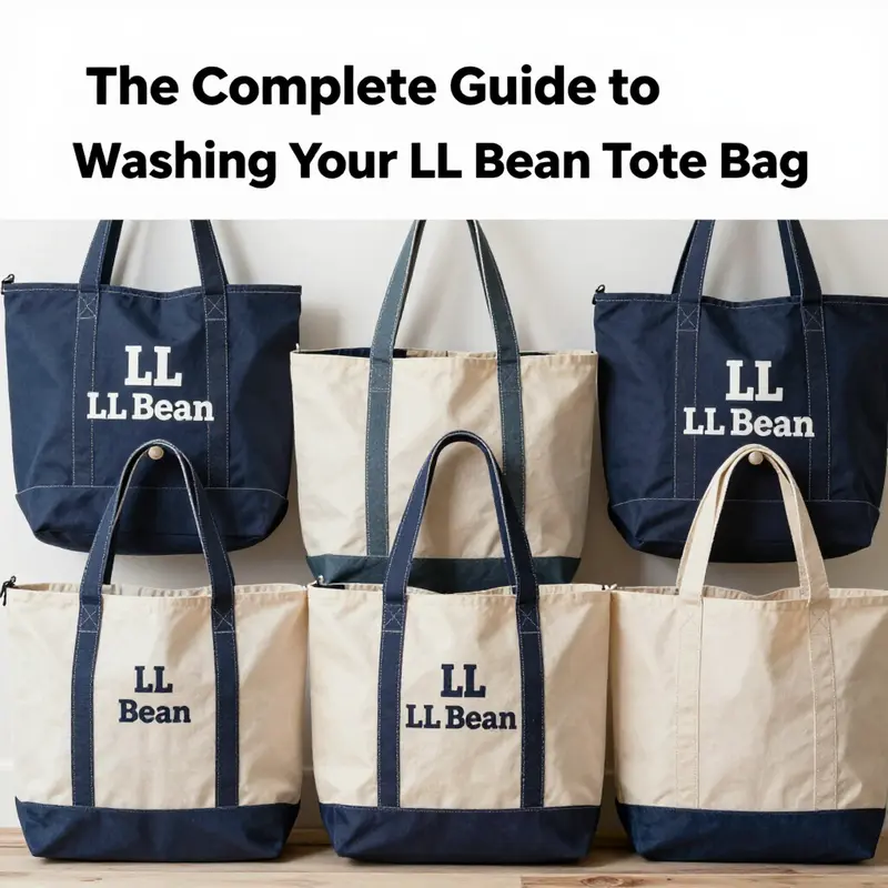 Different LL Bean tote bags arranged aesthetically to illustrate their variety and durability.
