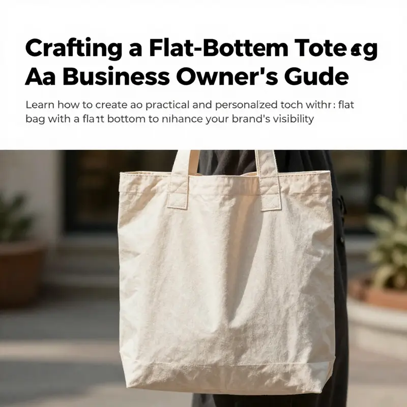 An elegantly crafted flat-bottom tote bag showcased outdoors in a natural setting.