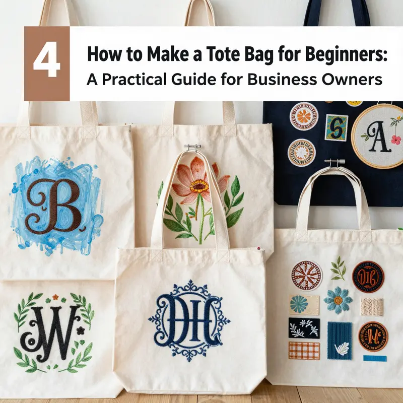 Essential materials laid out for creating a beginner-friendly tote bag project.