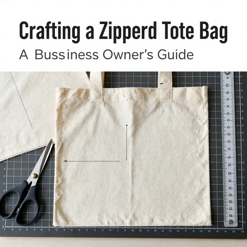 Essential materials and tools for crafting a zippered tote bag.