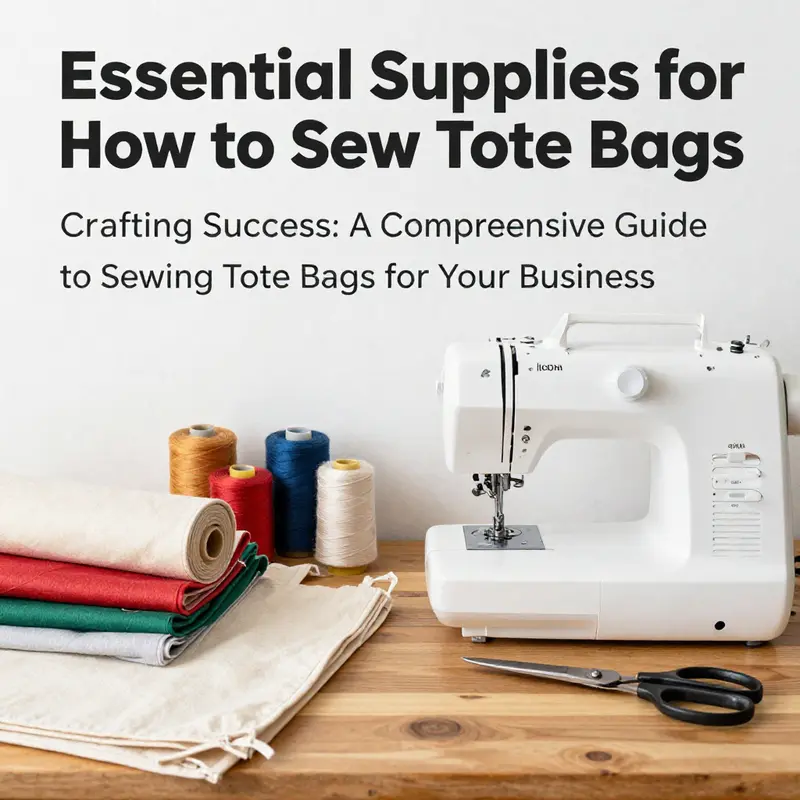 Essential supplies needed for sewing tote bags, showcasing the materials and tools that every business owner should have.