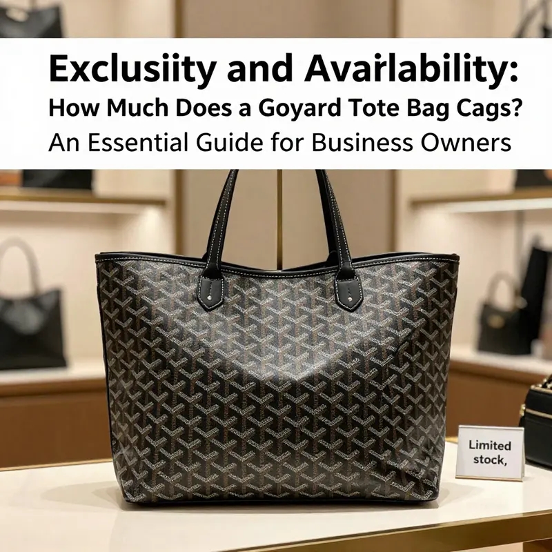Retail pricing display of Goyard tote bags in a luxury store setting.