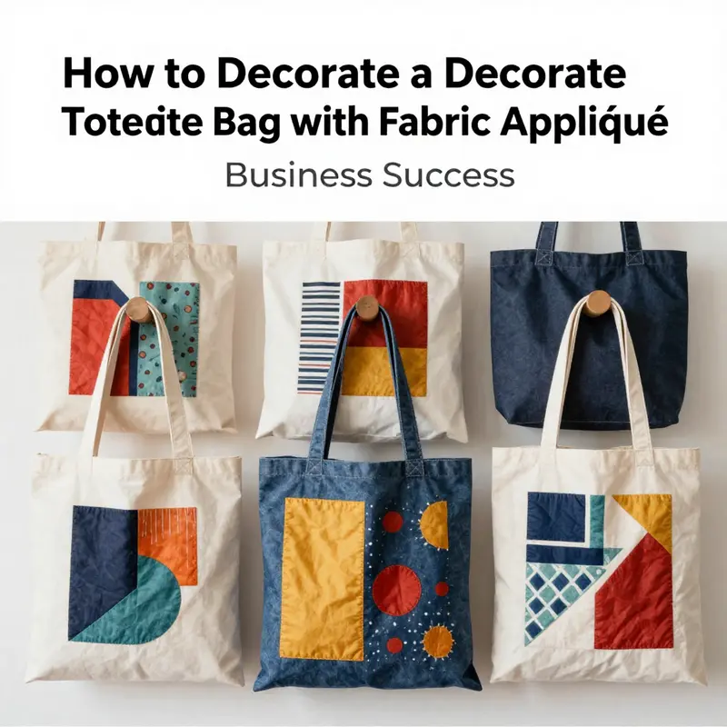 Tote bags transformed with vibrant fabric appliqués, demonstrating creativity in upcycling old clothes.