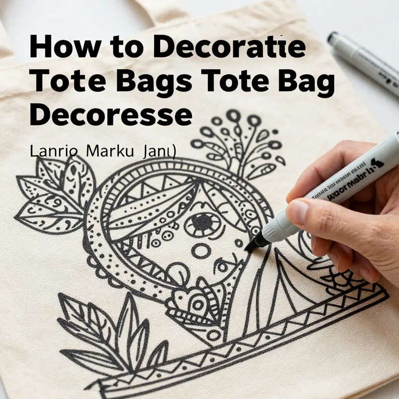 A creative scene showing fabric painting techniques being applied to a canvas tote.