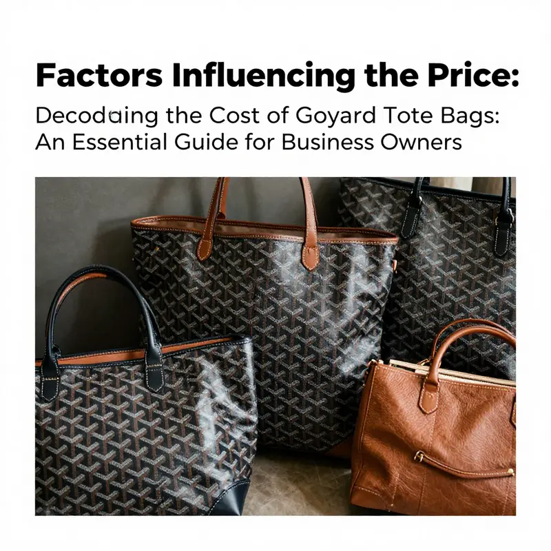 Retail pricing display of Goyard tote bags in a luxury store setting.
