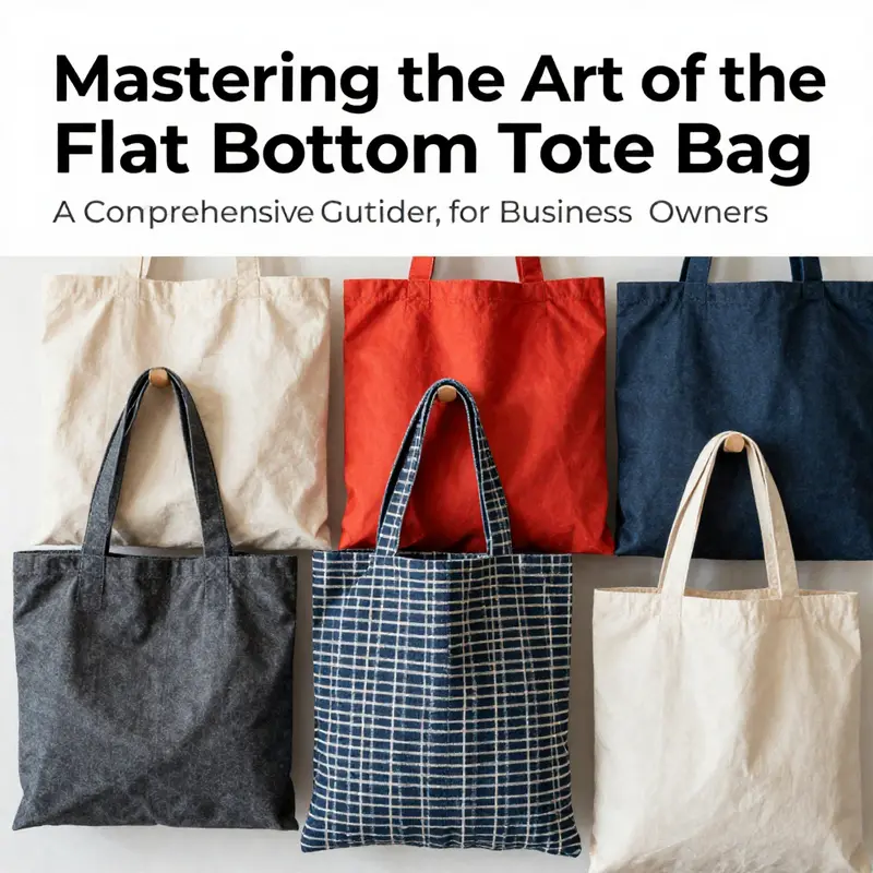 A variety of flat bottom tote bags in multiple colors and patterns representing quality craftsmanship.