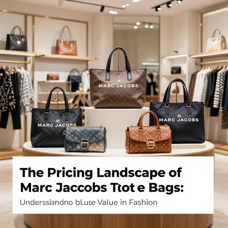 A selection of Marc Jacobs tote bags showcased elegantly in a boutique.