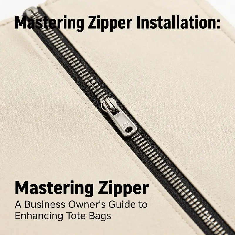 A completed tote bag with an installed zipper, highlighting the craftsmanship and attention to detail.