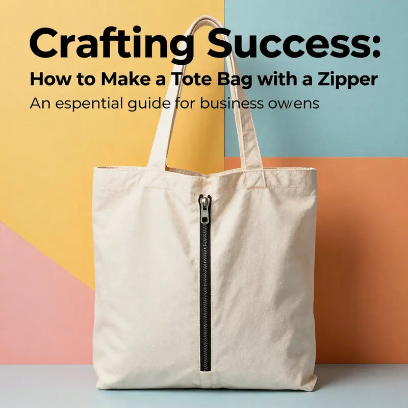 A completed tote bag with a zipper, beautifully designed and displayed to illustrate the final craft outcome.