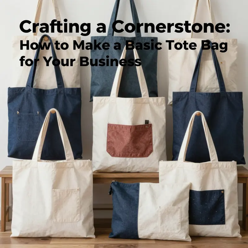 All essential materials laid out for making a basic tote bag.