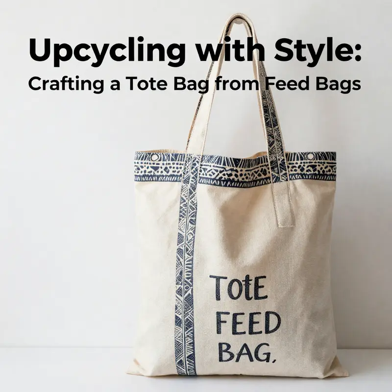 A collection of vibrant feed bags ideal for upcycling into stylish tote bags.