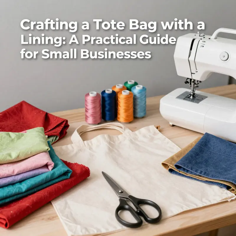 Materials gathered for crafting a stylish tote bag with a lining.