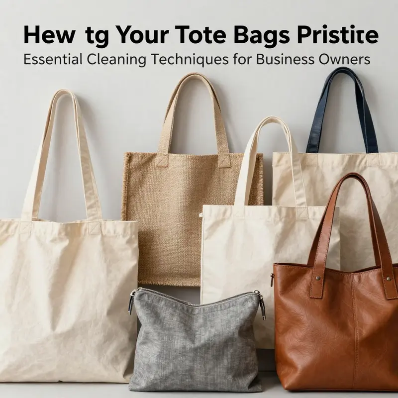 Different fabric types of tote bags that require tailored cleaning methods.