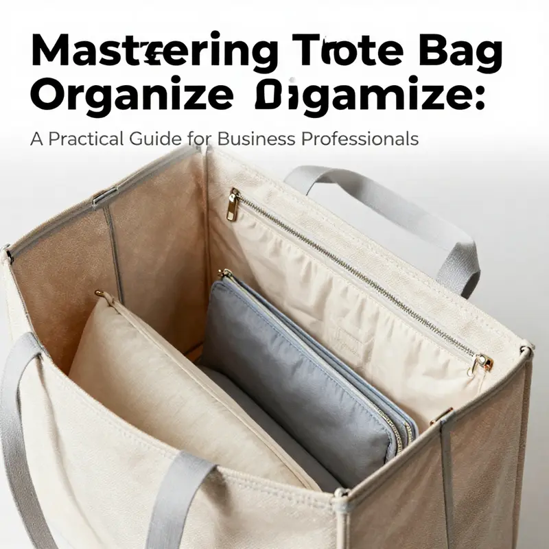 Defined zones within a tote bag enable organized storage by category.